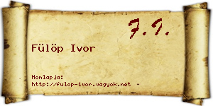 Fülöp Ivor névjegykártya